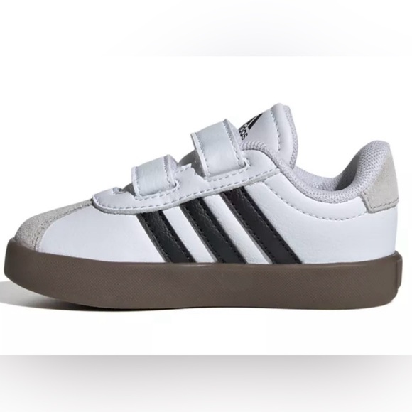 adidas White/Core Black/Gray One VL Court 3.0 Velcro Sneakers - Picture 8 of 16
